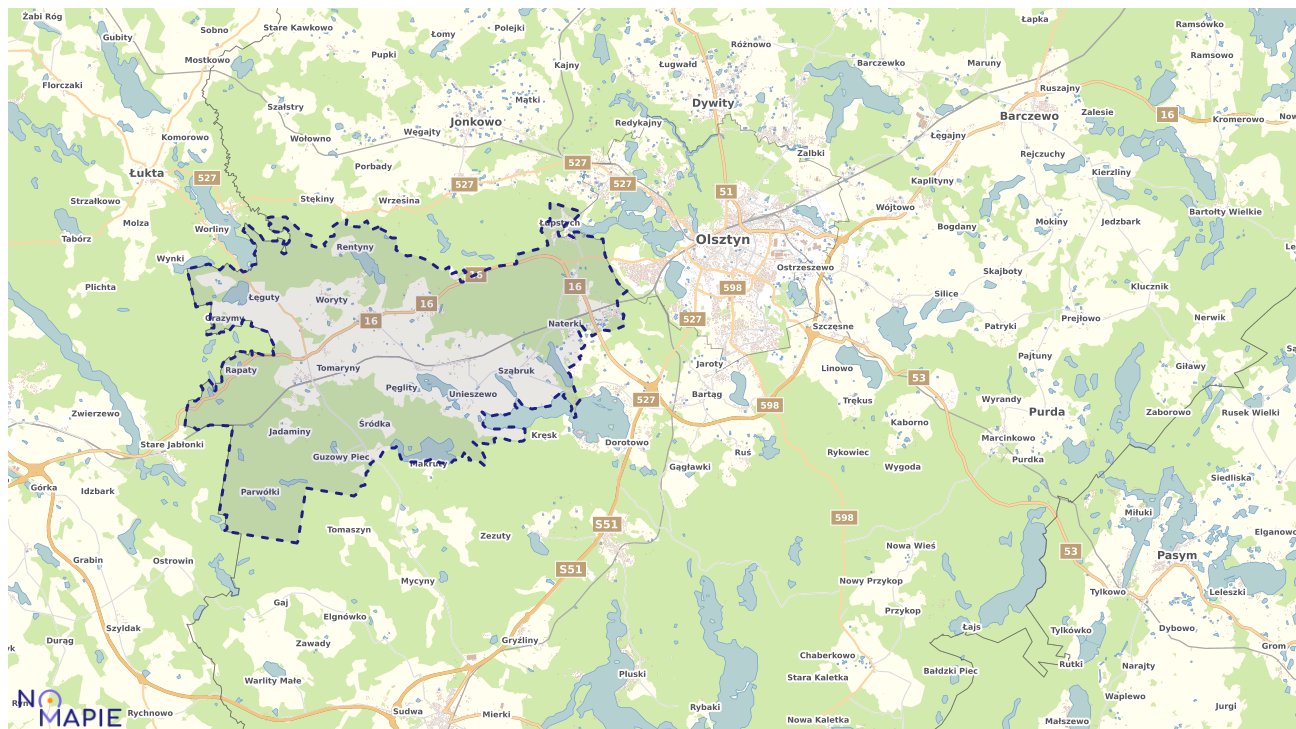 Mapa obszarów ochrony przyrody Gietrzwałdu